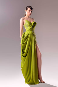 HerTrove-Strapless embroidered mikado gown