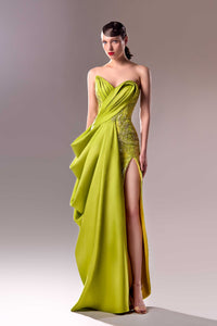 HerTrove-Strapless embroidered mikado gown