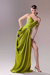HerTrove-Strapless embroidered mikado gown