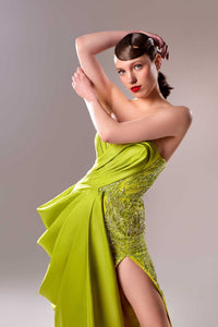 HerTrove-Strapless embroidered mikado gown