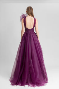 HerTrove - Asymmetric neckline pleated dress