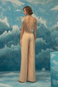 Embelished bodice slit pants jumpsuit - HerTrove
