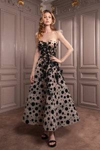 Midi dress with polka dots and embroidery-HerTrove