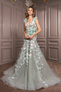 Fitted through hips floral gown-HerTrove