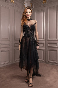 Flowy tulle dress with embroidery-HerTrove