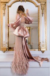 HerTrove-Tulle embroidered dress with organza bolero