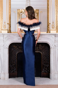 HerTrove-Off shoulder mikado column dress