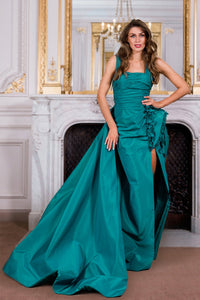 HerTrove-Taffeta sleeveless sheath dress with overskirt