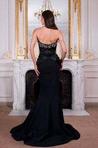 HerTrove-Off shoulder crepe dress with chains