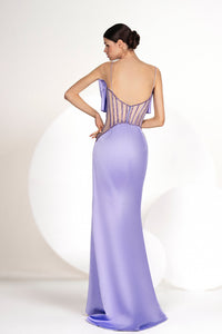 HerTrove-Bow detailed side slit dress