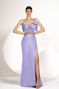 HerTrove-Bow detailed side slit dress