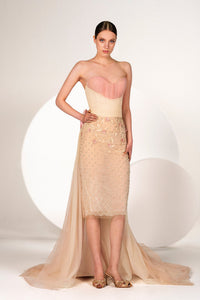 HerTrove-Sleeveless midi dress with back train