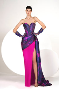 HerTrove-Sweetheart neckline printed dress