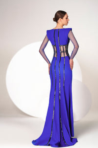 HerTrove-Crepe geometrical dress with sheer corset