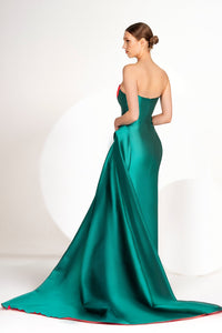 HerTrove-Off shoulder double tone taffeta dress