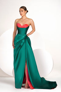 HerTrove-Off shoulder double tone taffeta dress