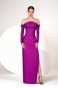 HerTrove-Off shoulder cady dress with swarovski strings