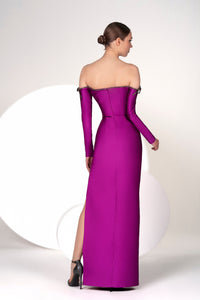 HerTrove-Off shoulder cady dress with swarovski strings
