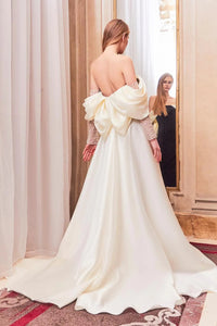 Crystal beaded sleeves with sweep train dress - HerTrove
