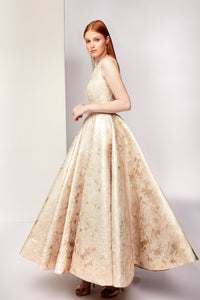 Floral motif brocade gown - HerTrove