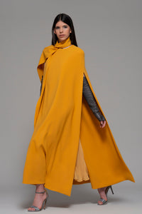 Pleated midi dress with cape - HerTrove