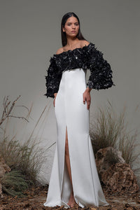 Structured bodice front slit gown - HerTrove