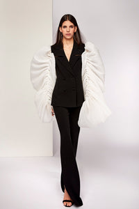 Oversized draped sleeves jacket with pants - HerTrove