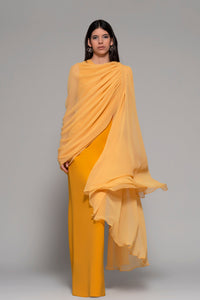 Sleeveless column dress with scarf - HerTrove