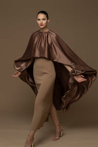 Draped cape with midi dress - HerTrove