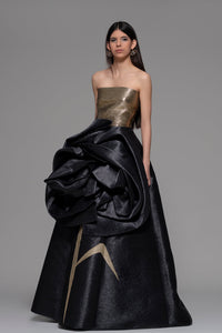 Strapless A line ruffled gown - HerTrove