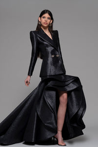 Fitted jacket with ruffled skirt - HerTrove