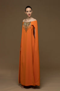 Off shoulder cape sleeves dress - HerTrove