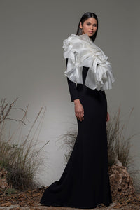 Sculpted bodice long sleeves dress - HerTrove
