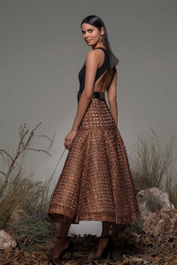 Scoop neckline belted midi dress - HerTrove