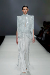 Chain beaded top with wide pants - HerTrove