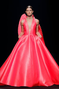Oversized back motif sleeveless ball gown - HerTrove