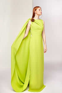 One shoulder broche included sleeveless gown - HerTrove