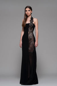Side patterned strapless dress - HerTrove