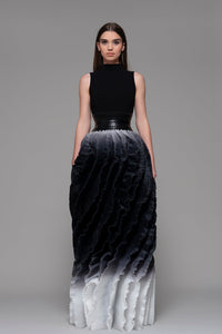Sleeveless hand pleated belted gown - HerTrove