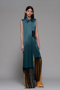 Asymmetric long jacket with pants - HerTrove