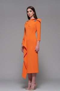 Side ruffled midi dress - HerTrove