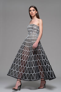 Semi transparent strapless A line gown - HerTrove