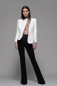 Sheer chained bodice with short top and pants - HerTrove