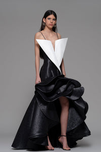 Sculpted bodice ruffled dress - HerTrove