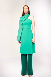 Asymmetric one sleeve dress like top with pants - HerTrove