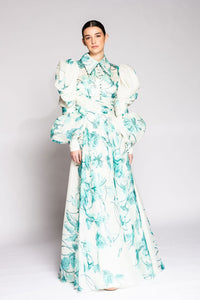 Her Trove - Exaggerated puff sleeves printed dress