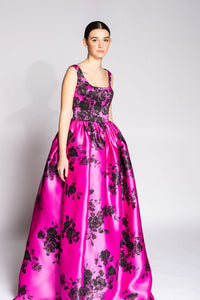 Her Trove - Floral patterned sleeveless gown