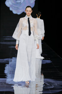 Her Trove - Semi sheer top with pleated trousers