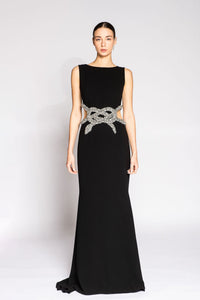 Her Trove - Embellished waistline sleeveless gown