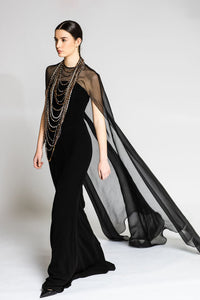 Her Trove - Cape style A line dress with necklace